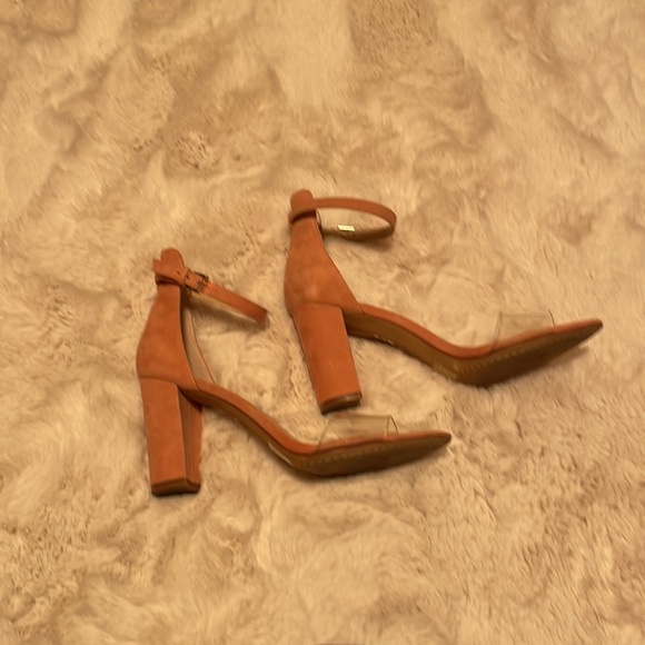 Vince Camuto ankle strap heels- pink suede with clear strap- size 7 1/2 - Picture 4 of 8